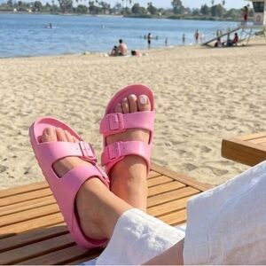 Birkenstock Pink Slide Sandals with Adjustable Straps Sz 40
